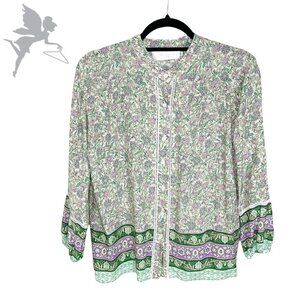 WALKER & WADE Floral button front top